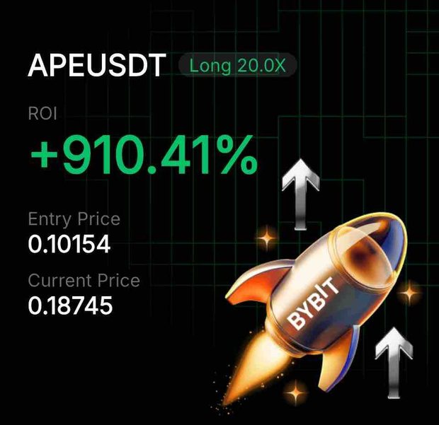 Bybit APEUSDT Long 20× position card shared by a BybitGPT user