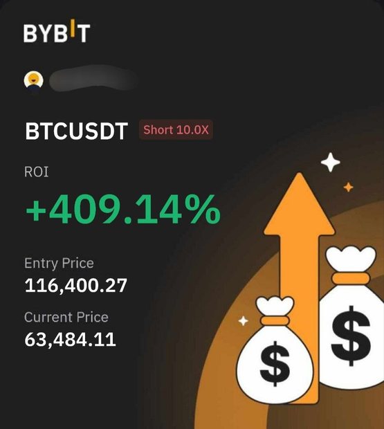 Bybit BTCUSDT Short 10× position card shared by a BybitGPT user