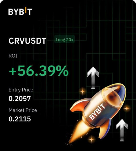 Bybit CRVUSDT Long 20× position card shared by a BybitGPT user