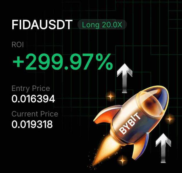 Bybit FIDAUSDT Long 20× position card shared by a BybitGPT user