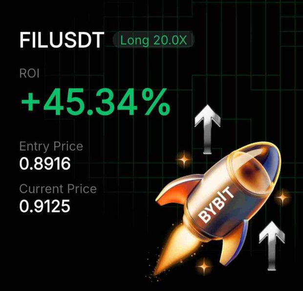 Bybit FILUSDT Long 20× position card shared by a BybitGPT user