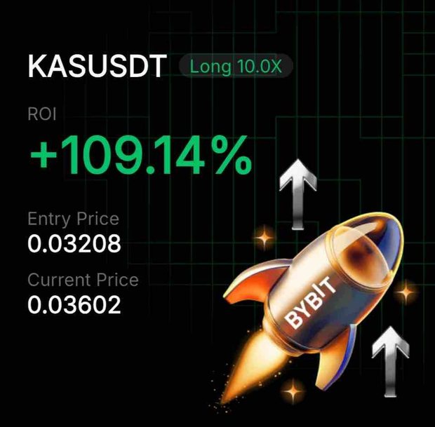 Bybit KASUSDT Long 10× position card shared by a BybitGPT user