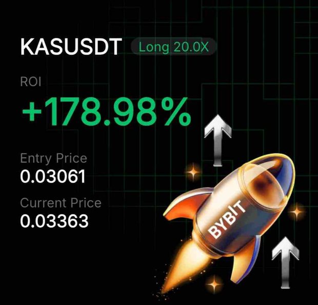 Bybit KASUSDT Long 20× position card shared by a BybitGPT user