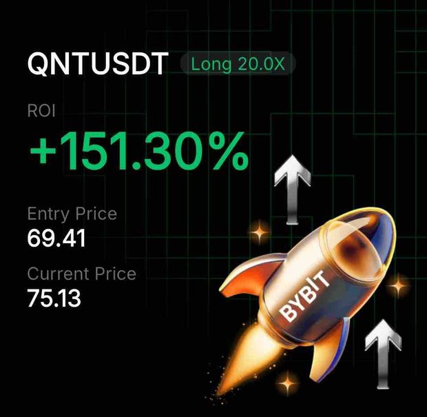 Bybit QNTUSDT Long 20× position card shared by a BybitGPT user